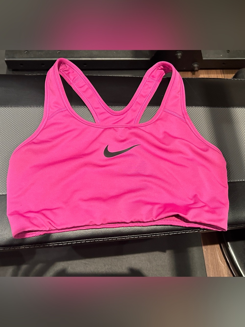 Nike Hot Pink Racerback Sports Bra with Black Swoosh